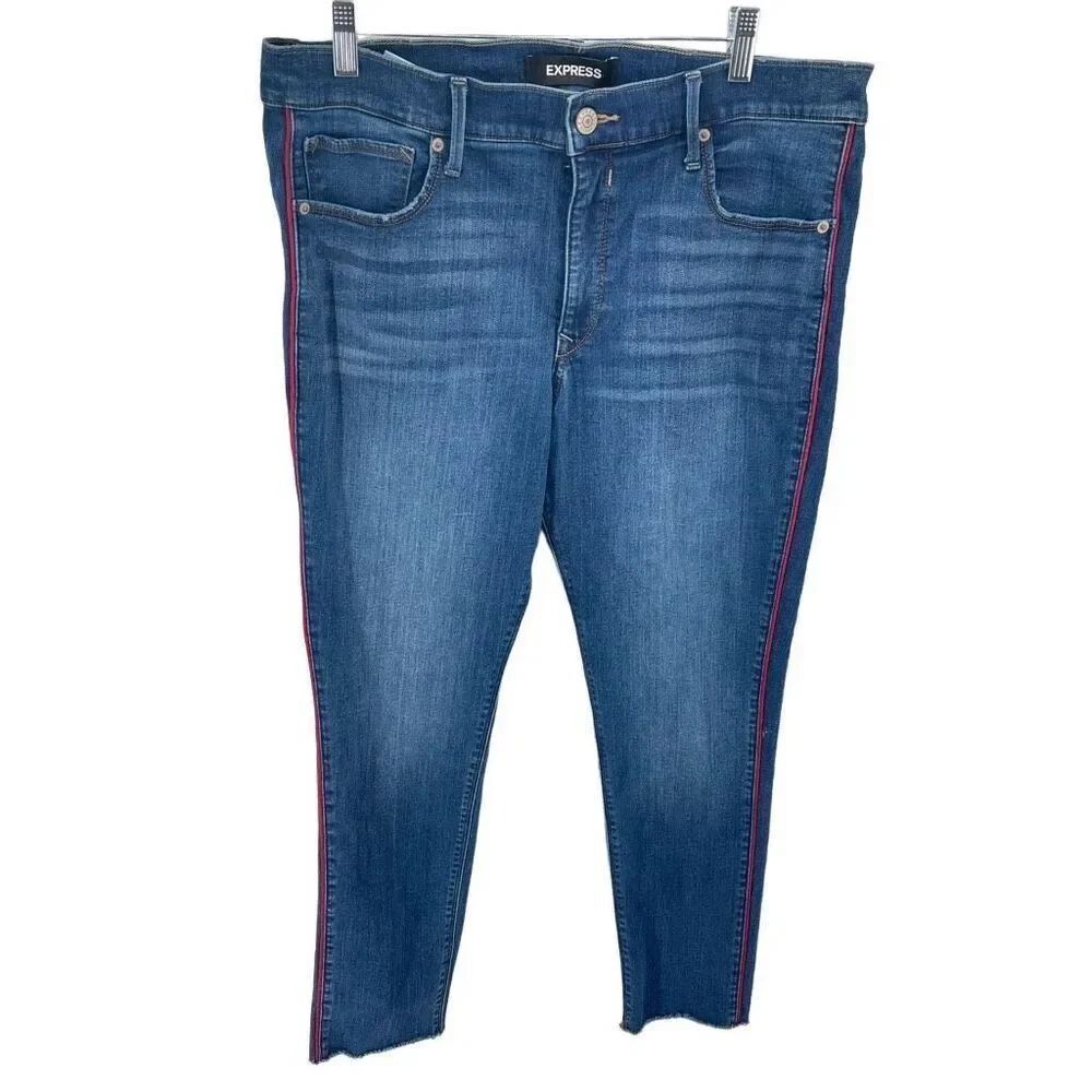 Express Womens Stretch Jeans Ankle Leggings Denim Skinny Perfect Blue Size 14R